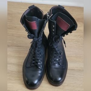 John Varvatos military leather boots, size 10